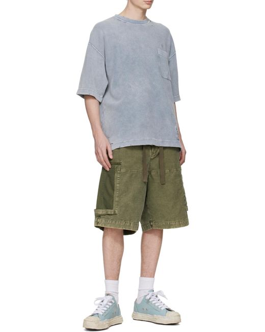 Maison Mihara Yasuhiro Green Damage Cargo Shorts for men