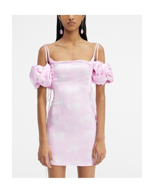 Jacquemus Pink Puff-Sleeved Mini Dress
