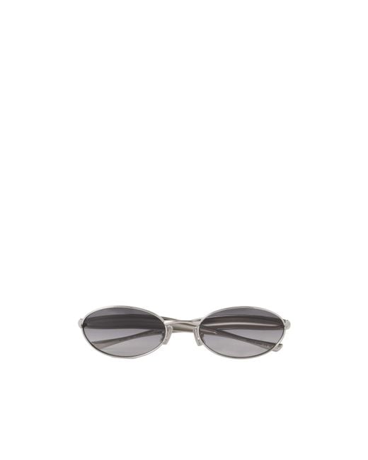 Bottega Veneta White Eyewear Oval Frame Sunglasses for men