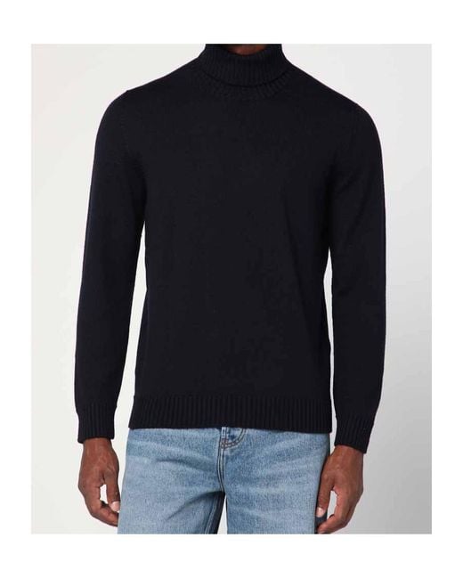 Drumohr Blue Turtleneck Long-Sleeves Sweater for men