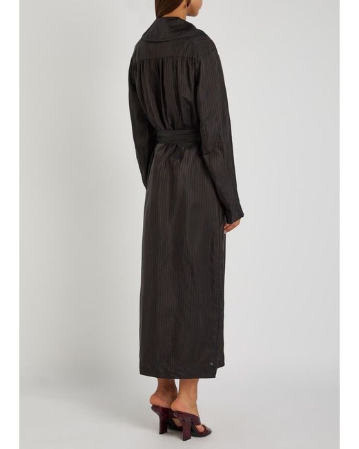 Dries Van Noten Black Minimal Striped Trench Coat