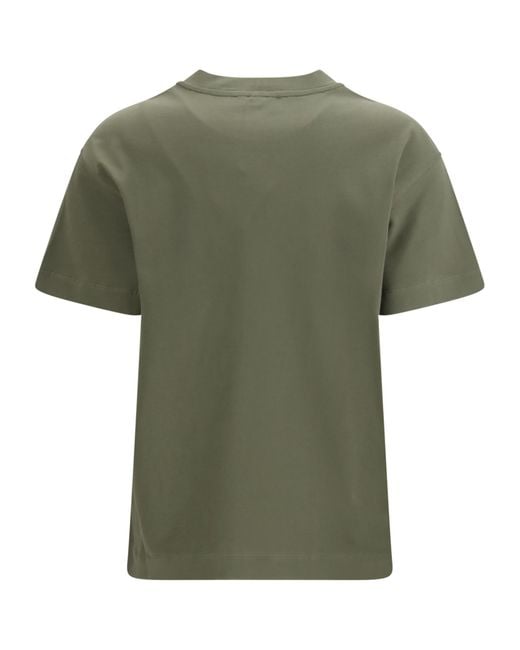 Brunello Cucinelli Green Shiny Tab Crewneck T-Shirt