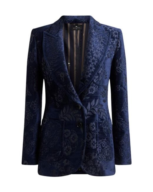 Etro Blue Chenille Jacquard Jacket