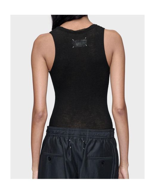 Maison Margiela Black Twisted Knit Tank Top