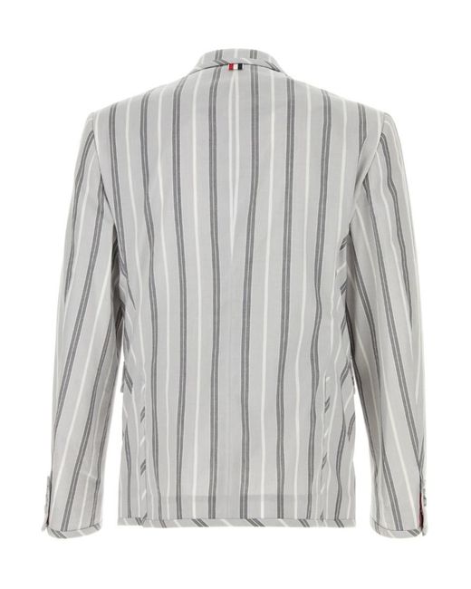Thom Browne Gray Madras Repp Stripe Sportcoat for men
