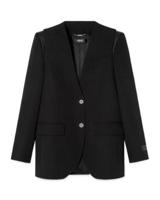 Versace Black Single-Breasted Tailored Blazer