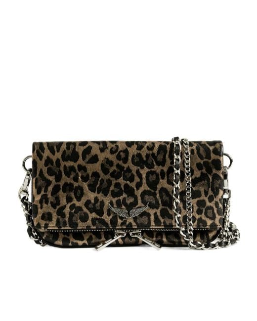 Zadig & Voltaire Black Rock Nano Metallic Leopard Printed Pouch Bag
