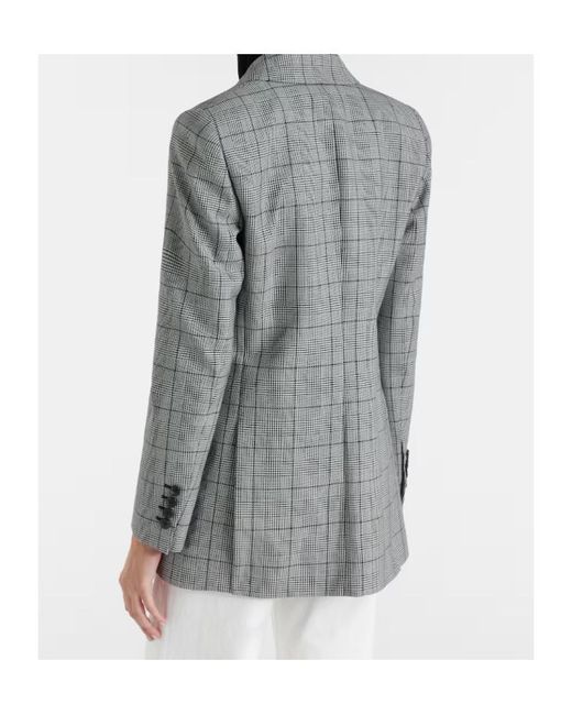 Nili Lotan Gray Weston Plaid Virgin Wool Blazer