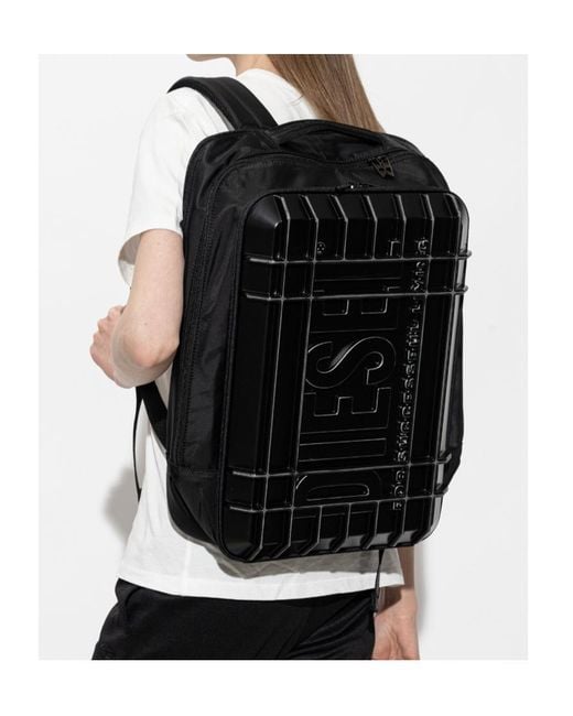 DIESEL Black Strong Image Backpack for men