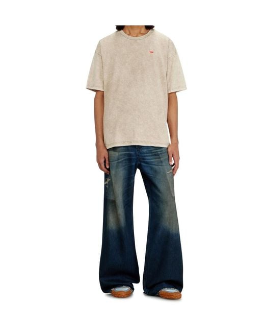 DIESEL White Logo-Patch Cotton T-Shirt for men