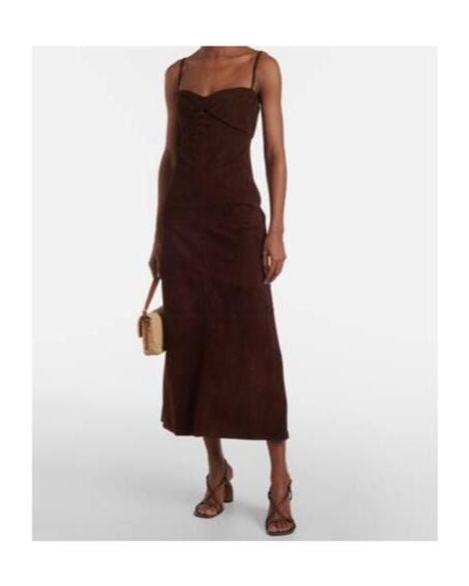 Johanna Ortiz Purple Suede Midi Dress