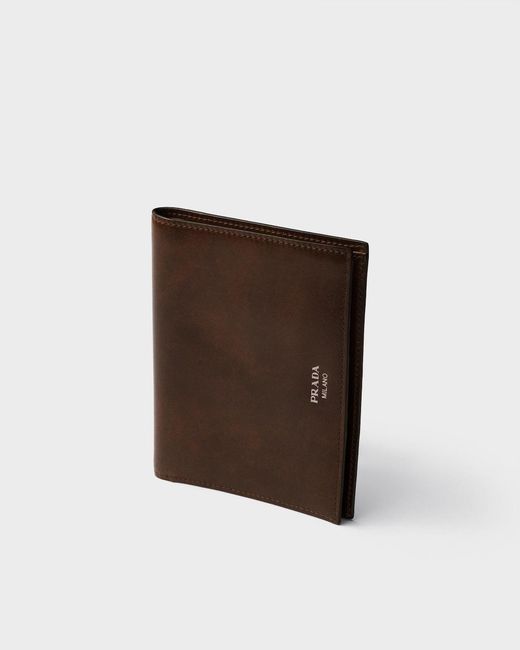Prada Brown Antiqued Leather Wallet