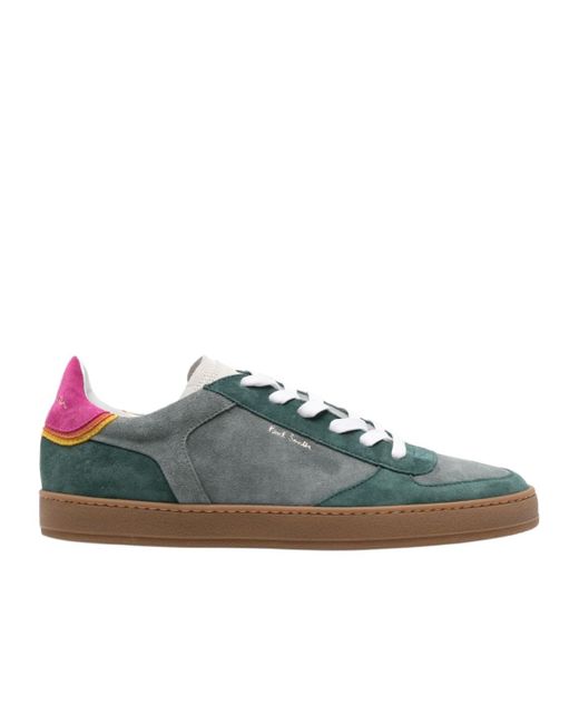 Paul Smith Green Panelled Suede Sneakers for men