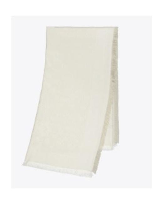 Tory Burch White T Monogram Jacquard Traveler Scarf