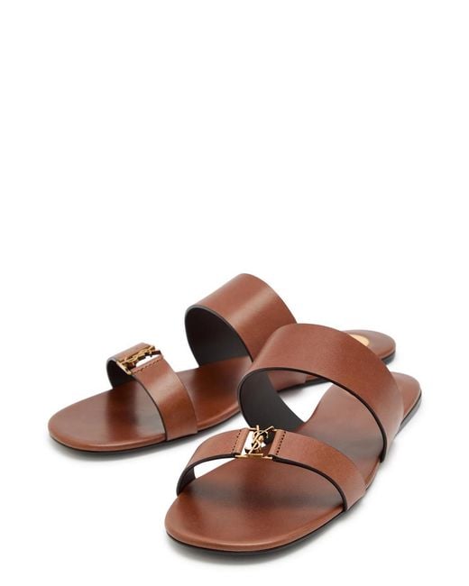 Saint Laurent Brown Babylone Leather Sandals