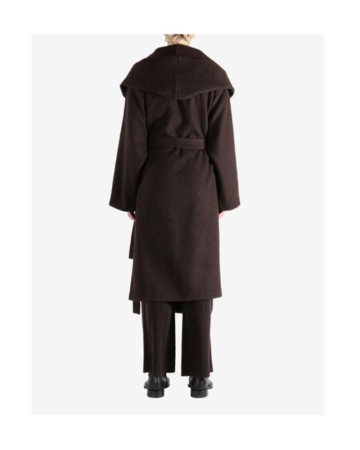 Uma Wang Black Long-Sleeved Hooded Coat