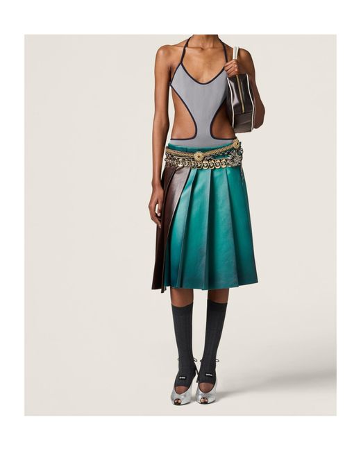 Miu Miu Metallic Technical Knit Swimsuit