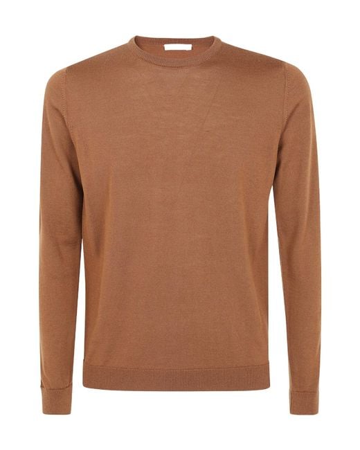 Nuur Brown Long Sleeves Round Neck Sweater for men