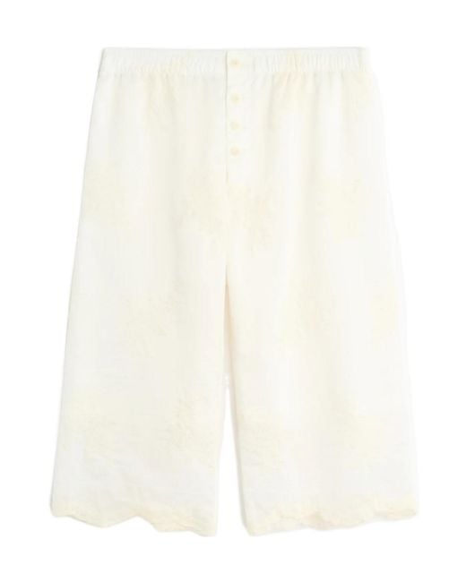 Our Legacy White Embroidered Scalloped Shorts for men