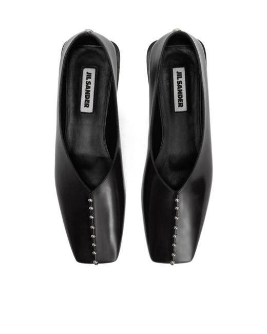 Jil Sander Black Studded Slip-On Flats