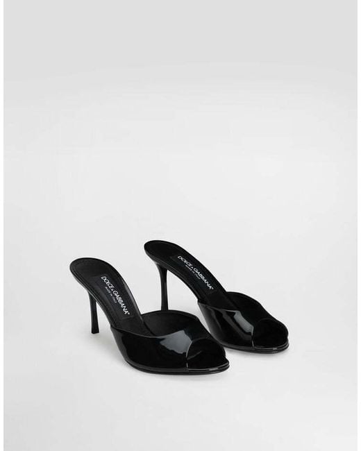Dolce & Gabbana Black 75Mm Vernice Patent Leather Mule Sandals