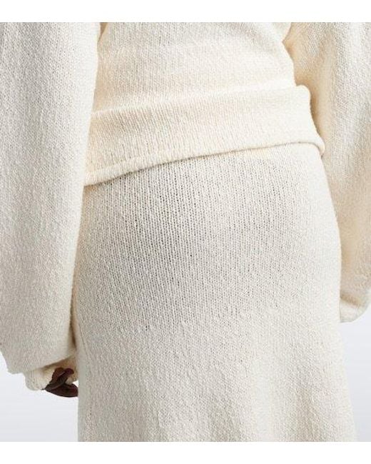 AYA MUSE White Kena Knitted Cotton Midi Skirt