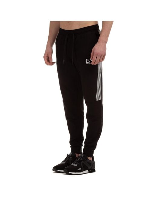 EA7 Black Side-Stripe Track Pants for men