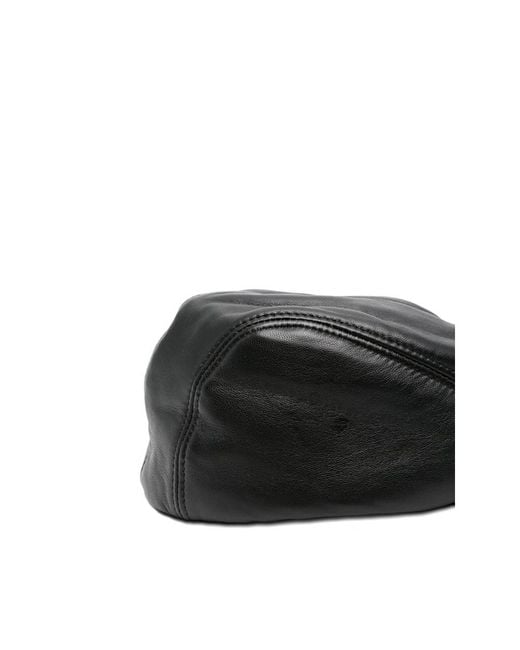 Ruslan Baginskiy Gray Leather Panelled Beret