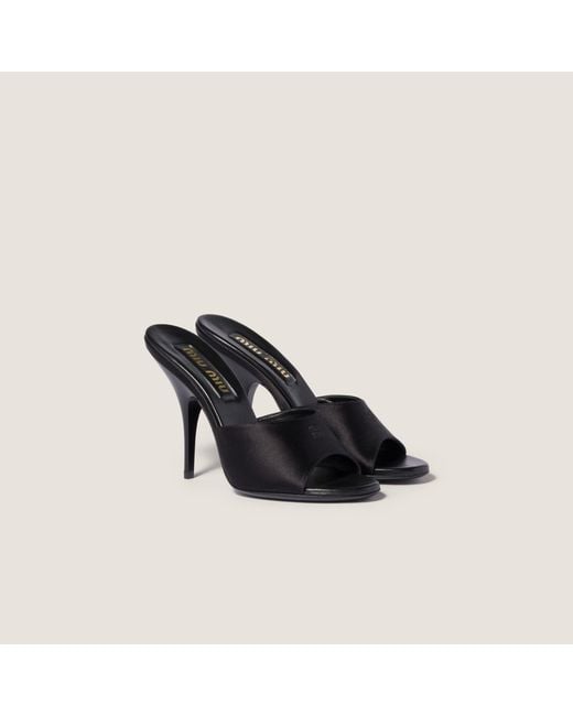 Miu Miu Black Round-Toe High-Heeled Sandals