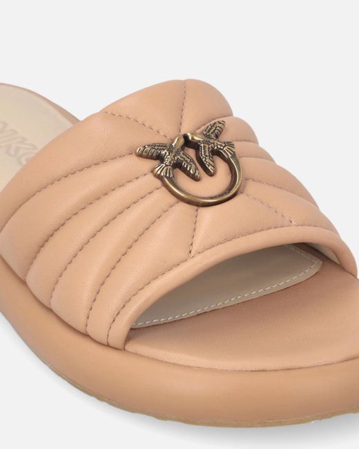 Pinko Brown Fiona 03 Logo Appliqué Slippers