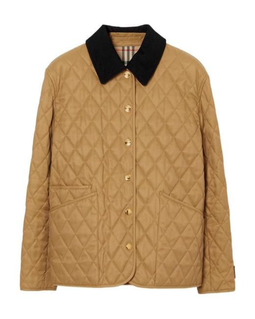 Burberry Brown Diamond Quilted Button-Up Jacket