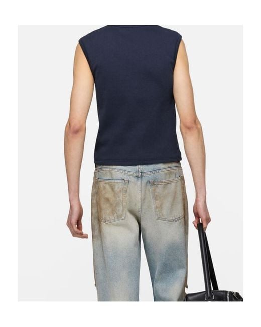 Acne Blue Logo Muscle T-Shirt for men