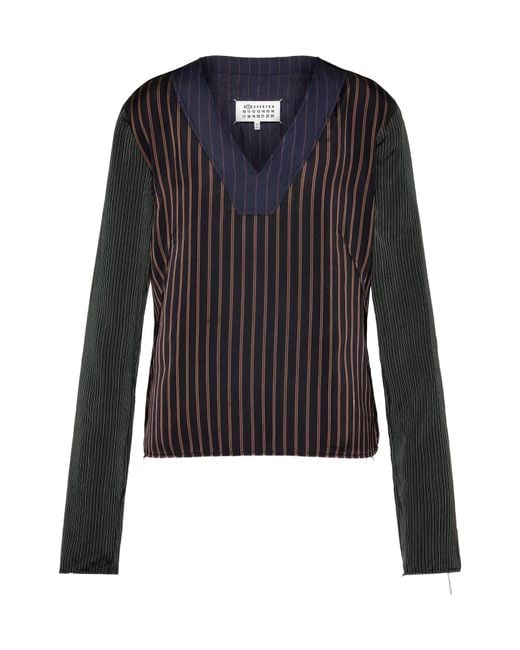 Maison Margiela Blue Printed Long-Sleeve Top