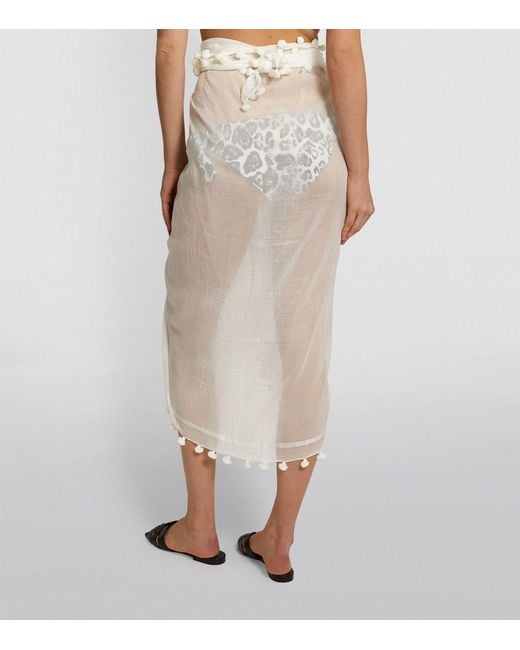 Melissa Odabash White Pareo Tassel Scarf