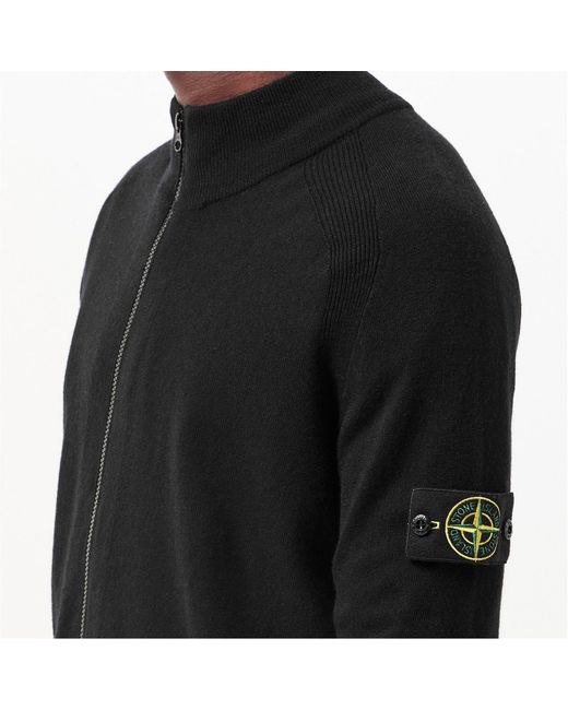 Stone Island Black Logo Patch Knit Cardigan for men