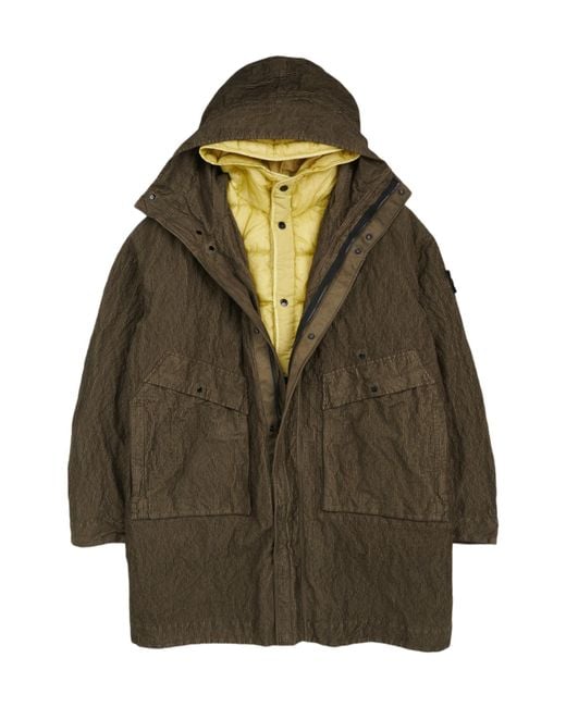 Stone Island Brown Hooded Coat for men