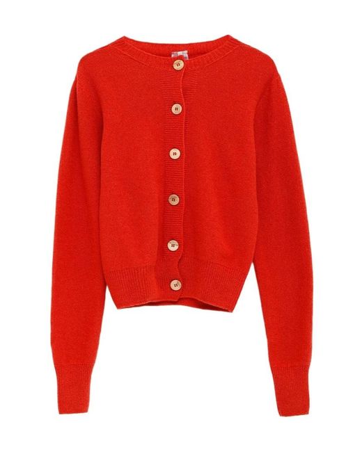 Baserange Red Long Sleeve Cardigan