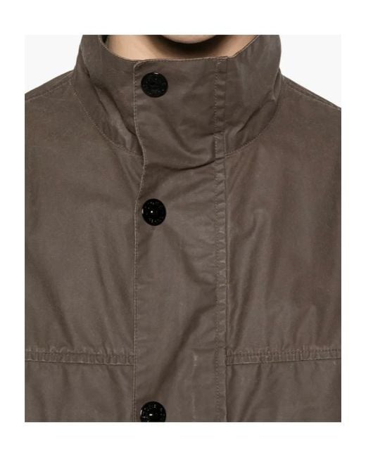 Stone Island Brown Stand-Up Collar Casual Jacket for men