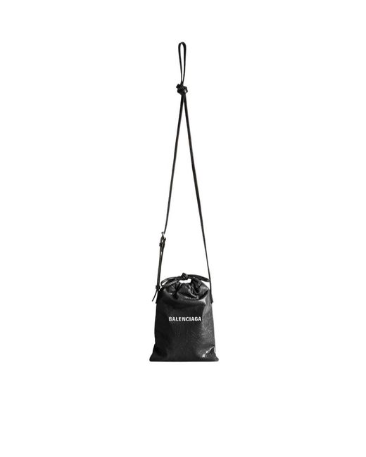 Balenciaga White Shopper Drawstring Phone Holder for men