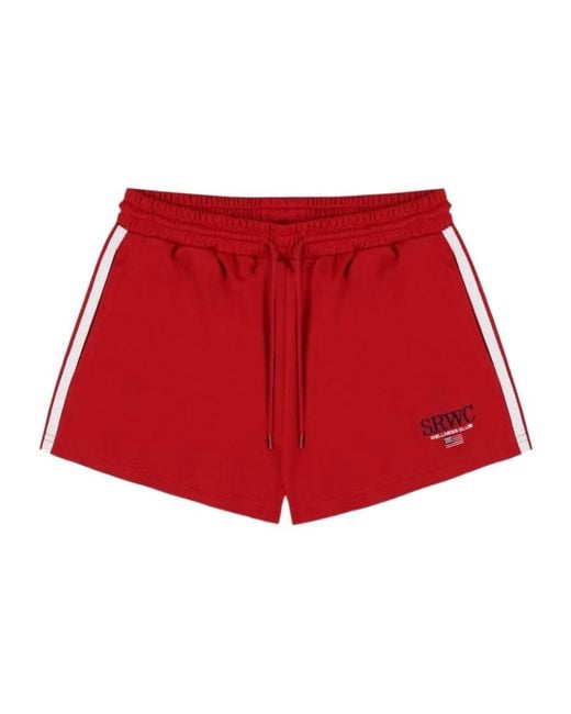 Sporty & Rich Red Roller Stripe Detail Shorts