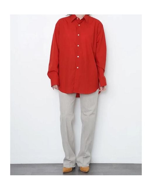 Auralee Red Cotton Shirt
