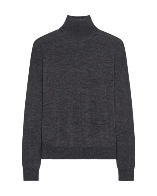 Courreges Blue Turtleneck Long-Sleeves Sweater