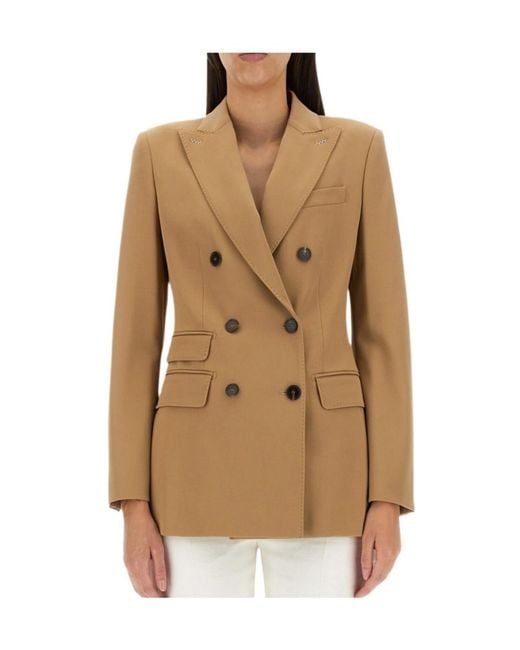 Max Mara Natural Double-Breasted Wool Blazer