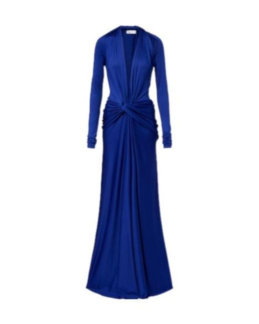 Victoria Beckham Blue Draped Maxi Dress