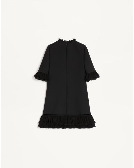 Valentino Black Ruffled Crewneck Mini Dress