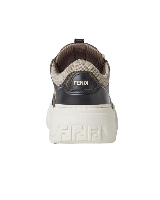Fendi Gray Force Lace-Up Sneakers for men