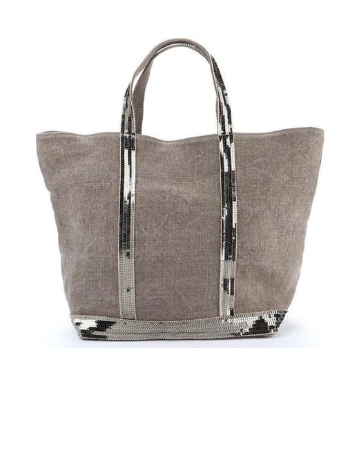 Vanessa Bruno Gray Sequined Piping Handbag