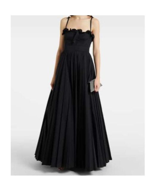 Giambattista Valli Black Ruched Pleated Cotton Gown
