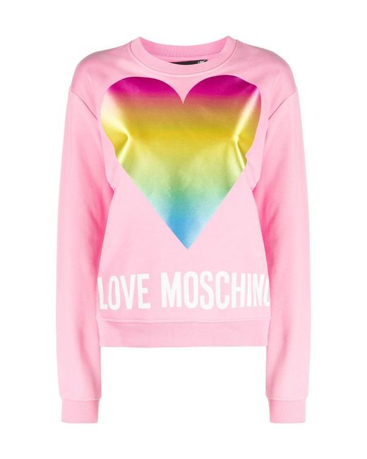 Moschino Pink Logo Printed Sweater