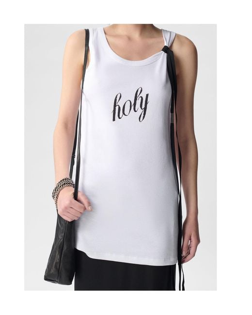 Ann Demeulemeester White Seva Printed Tank Top